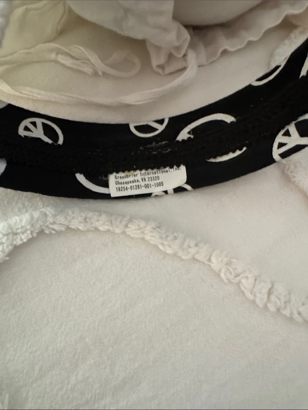 Peace Symbol Black and White fabric headband
